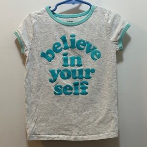 OshKosh B'gosh Gray and Teal Sparkle Font Kids T-Shirt